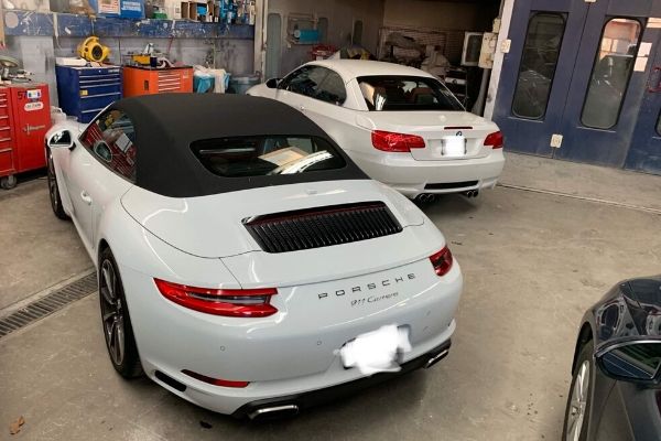 Porsche 911 in our Autobody garage.